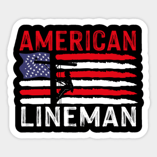 American Lineman USA Flag Electrician Lineman Funny Sticker